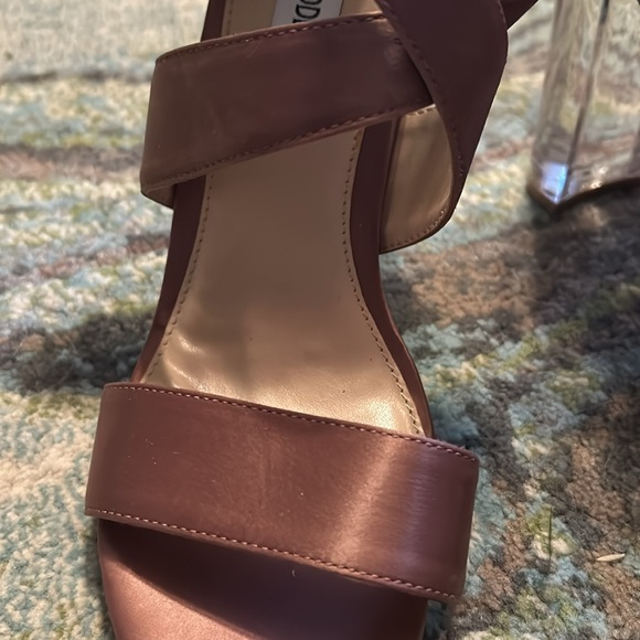 Steve Madden Clear Heel Pink Strappy Open Toe - Picture 6 of 9